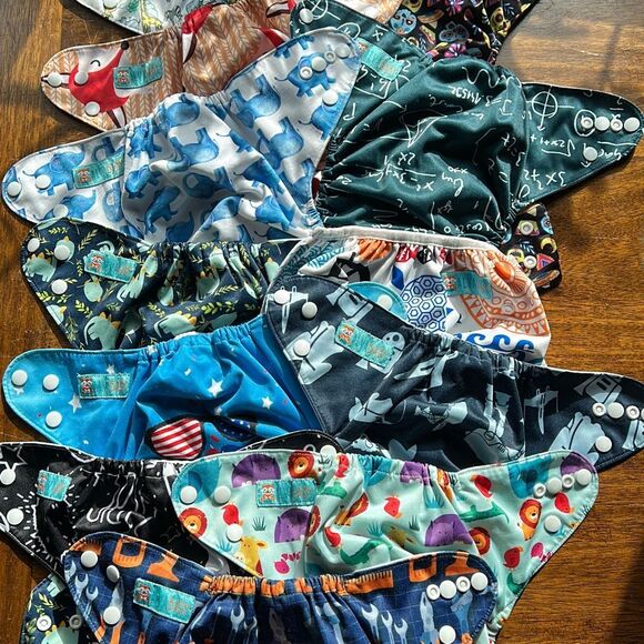 Alva Baby Reusable Cloth Diapers Adjustable 12 total Boys - Picture 1 of 8